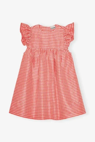 rd krllet taffeta kjole med tern 1 330x495 - R&oslash;d kr&oslash;llet taffeta-kjole med tern